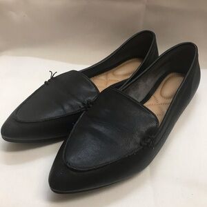 Rachel Zoe Cori Black Leather Ballet Flats cushion sole sz 6.5